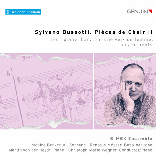 forwardCD album cover 'Sylvano Bussotti: Pièces de Chair II' (GEN 25918) with E-MEX Ensemble, Monica Benvenuti ...